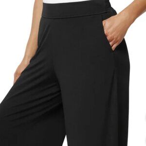 Women's Three Dot Wide-Leg Pull-On Black Pants